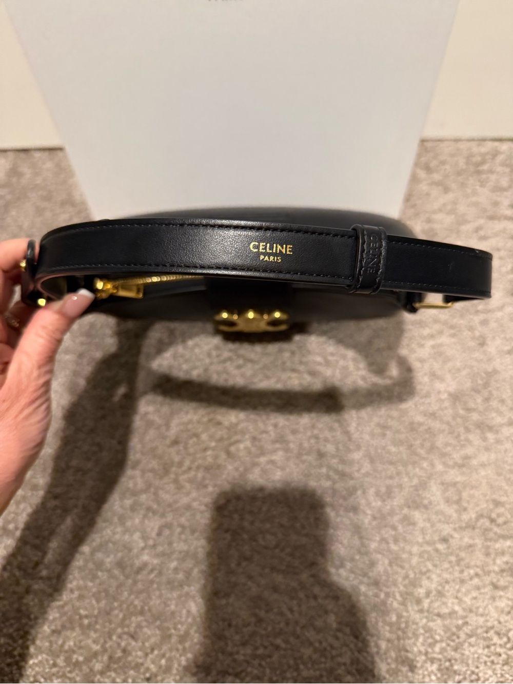 Celine Black Leather Triomphe Shoulder Bag - Picture 6 of 12